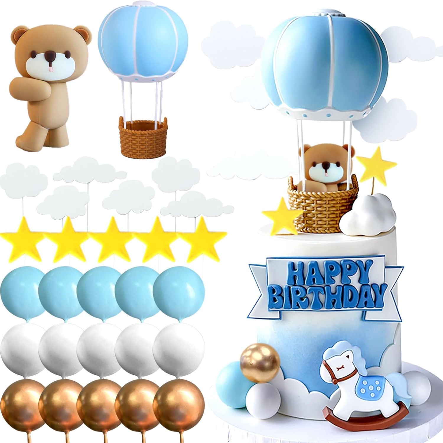 Confetti Balloon Set - LaVenty-decoración de pastel de oso rosa