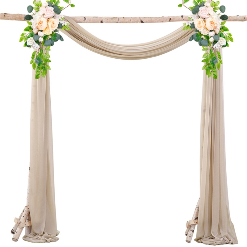 Wedding Backdrop Curtain - N7YF Romance perlas gasa telón fondo
