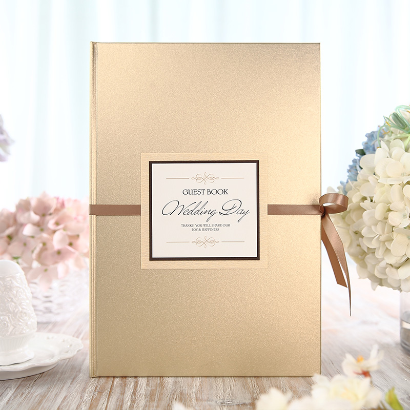 Personalized Guest Book - Libro de invitados en blanco dorado