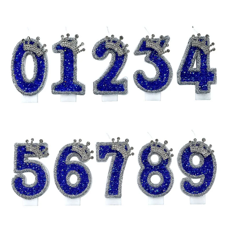 Unity Candle Set - Vela de cumpleaños de corona azul,