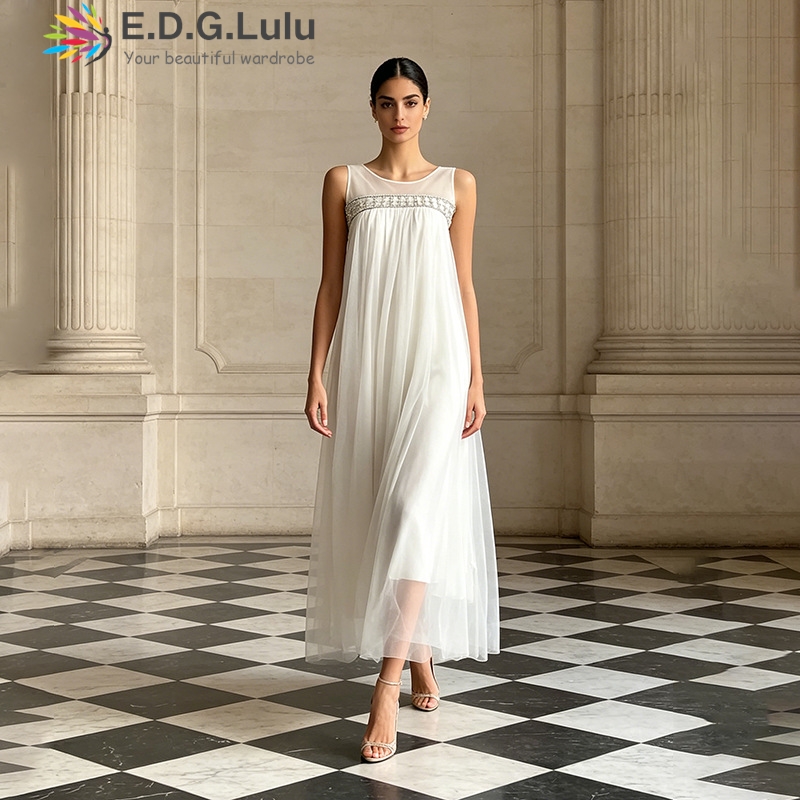 Wedding Lulu - EDGLuLu Vestido Largo sin Mangas con