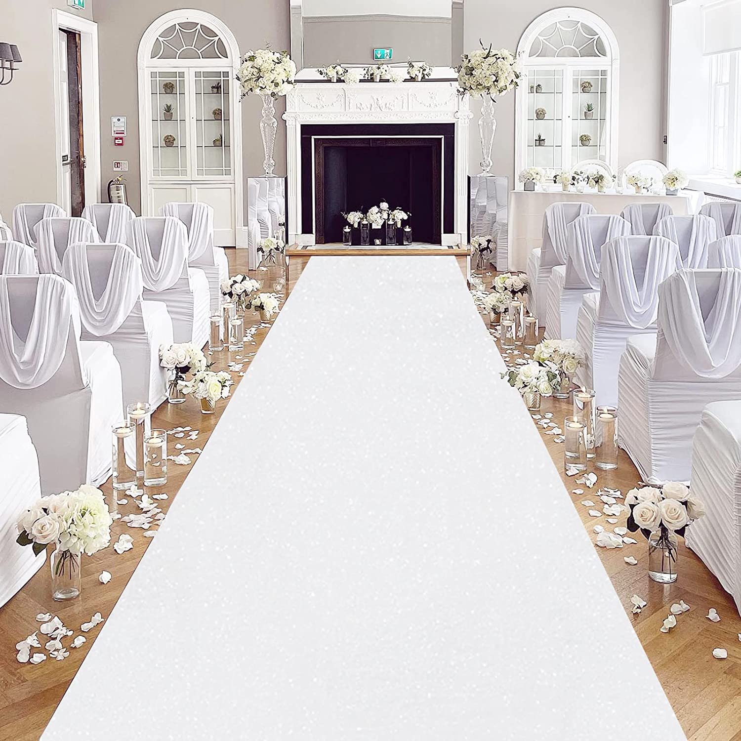 Aisle Runner White - Alfombra blanca romántica de boda, Alfombra