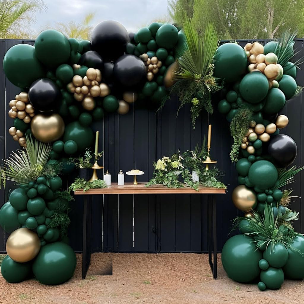 Wedding Balloon Arch - Guirnalda de globos negros, verdes y