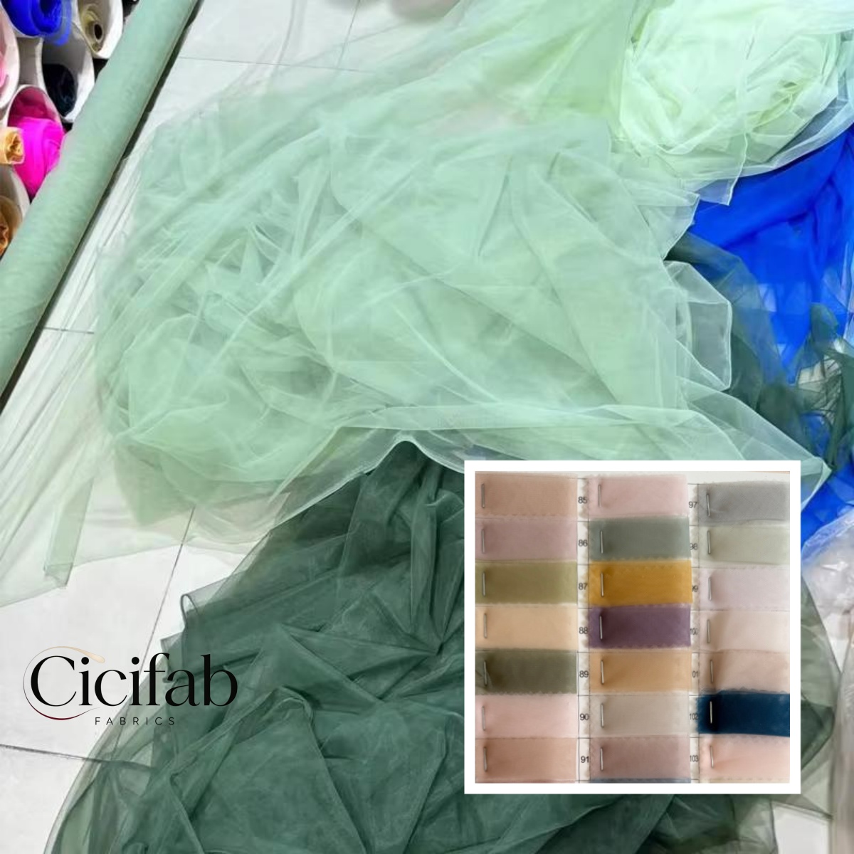 Wedding Backdrop Curtain - Tela de tul elástica verde vintage,