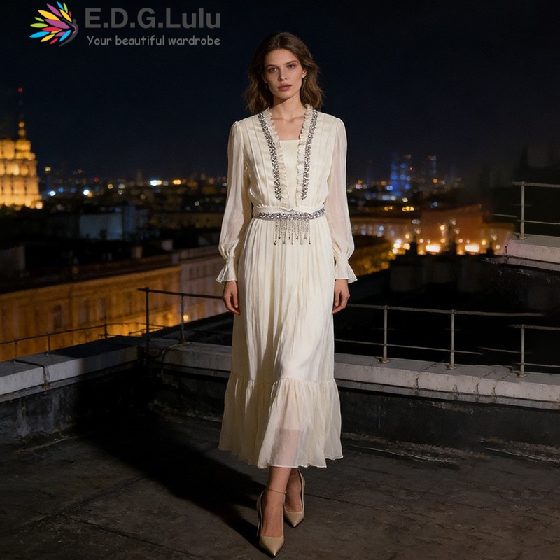 Wedding Lulu - EDGLuLu Elegante Vestido Largo de Gasa