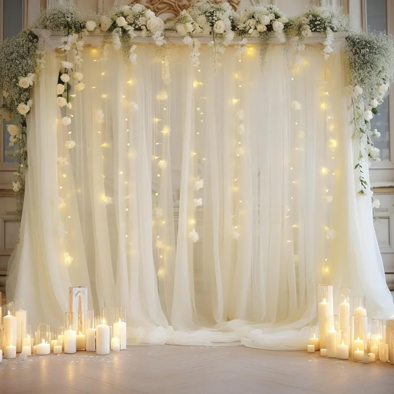 Cortinas de fondo de tul con l - Wedding Backdrop Curtain reseña y precio