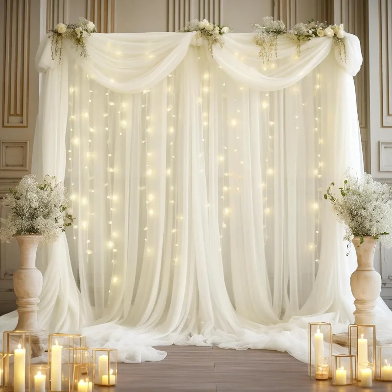 Cortinas de fondo de tul con l - Wedding Backdrop Curtain reseña y precio