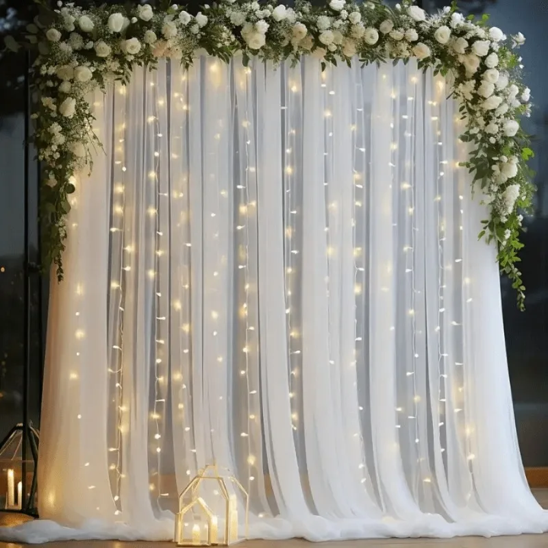 Cortinas de fondo de tul con l - Wedding Backdrop Curtain reseña y precio