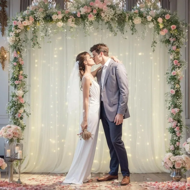 Cortinas de fondo de tul con l - Wedding Backdrop Curtain reseña y precio