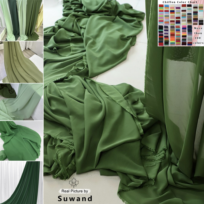 Georgette-tela de gasa verde o - Wedding Backdrop Curtain reseña y precio